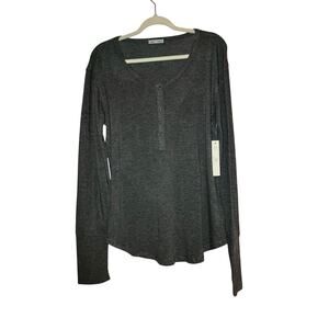 NWT Sweet Romeo Charcoal Gray Henley Long Sleeve Knit Comfy Top Size 2X